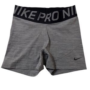 Nike Pro Womens SMALL Dri-Fit 3" Shorts Gray Classic Fitted Athletic Gym Bottoms